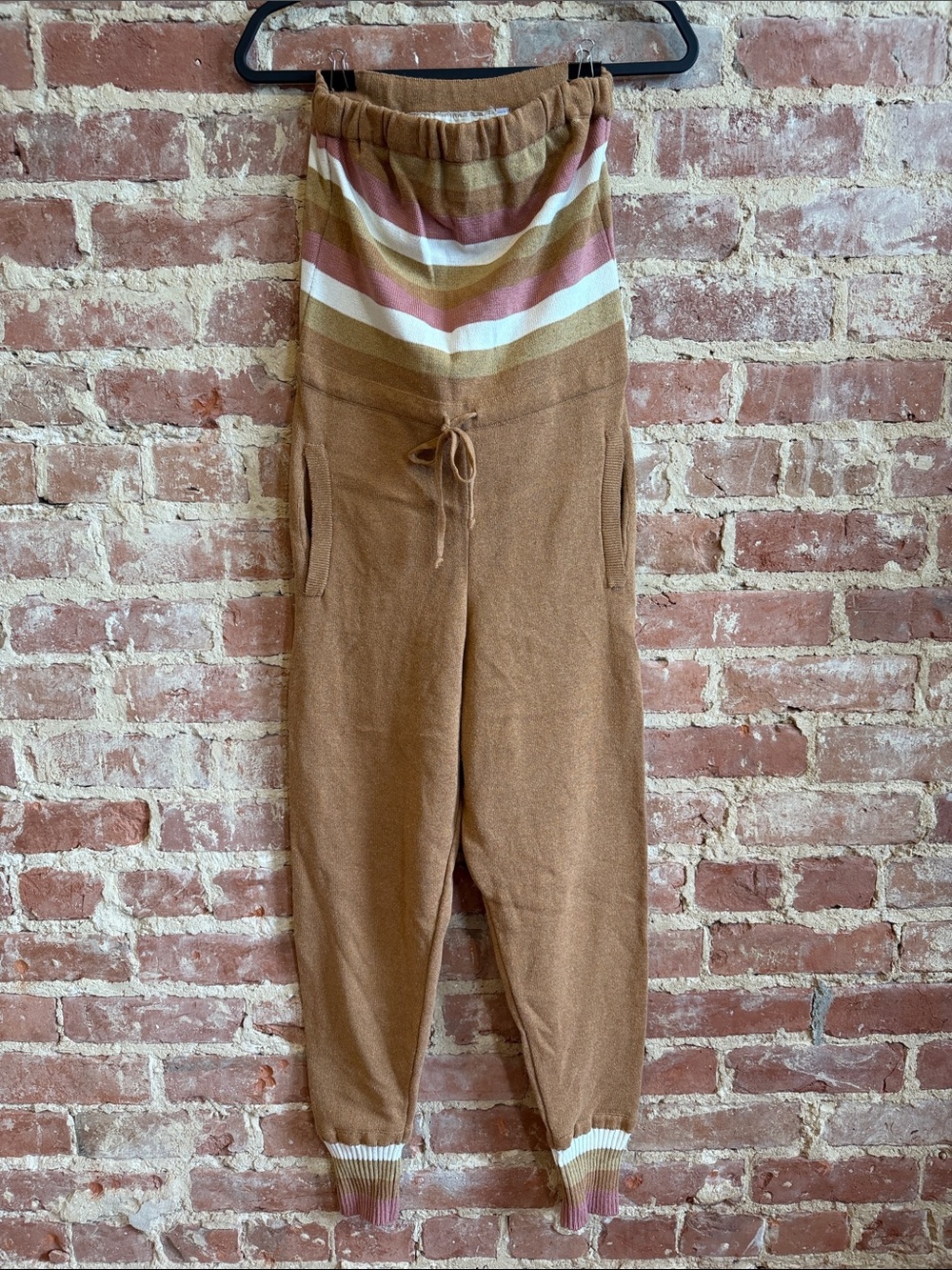 Jen's Pirate Booty Striped Knit Top in Camel, Cream & Pink